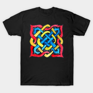 Square Knotwork in Primary Colors T-Shirt